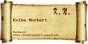 Kolbe Norbert névjegykártya